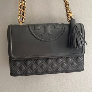 Tory Burch Fleming Convertible shoulder bag in dark grey